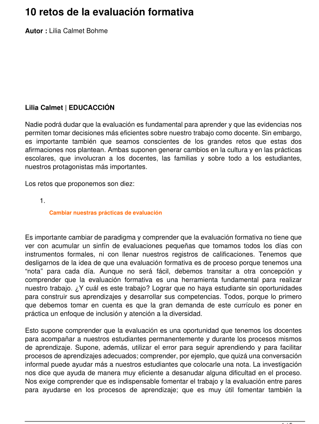 10 RETOS DE LA EVALUACIÓN FORMATIVA
