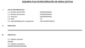 ESQUEMA PLAN DE RECUPERACIÓN