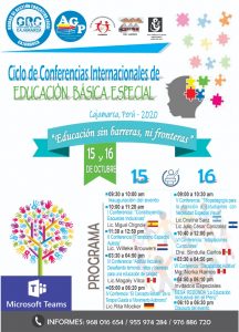 La Unidad de Gestión Educativa Local de Cajamarca invita a participar a todos los maestros, psicólogos, terapeutas y estudiantes en educación, en el CICLO DE CONFERENCIAS INTERNACIONALES, “Educación sin barreras, ni fronteras”.