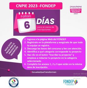 CNPIE 2023 – FONDEP ¡ATENCIÓN! Faltan 6 días para el cierre de inscripciones al V Concurso Nacional De Proyectos De Innovación Educativa – FONDEP.